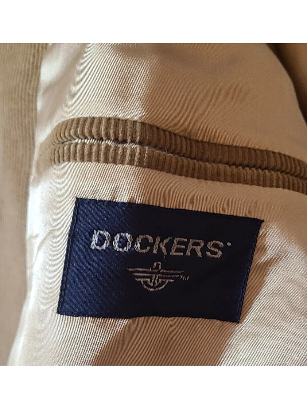 Dockers Corduroy Blazer Mens Size 44R Tan Jacket University Academic Preppy EUC